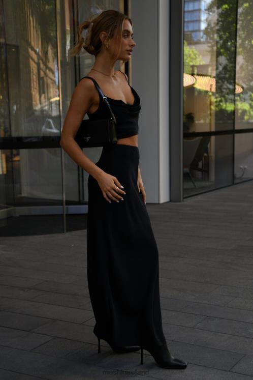 Meshki Poppy Satin Maxi Skirt Clothing Black 6DX221527