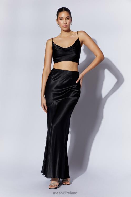 Meshki Poppy Satin Maxi Skirt Clothing Black 6DX221527