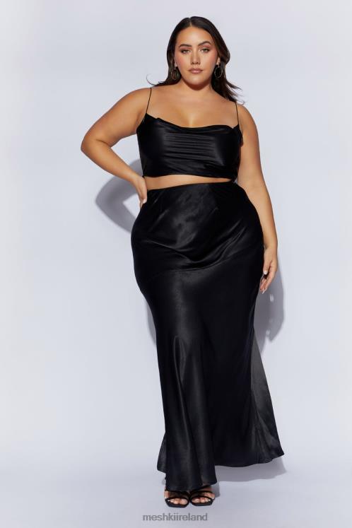 Meshki Poppy Satin Maxi Skirt Clothing Black 6DX221527
