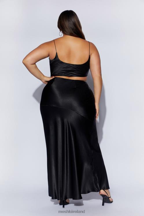 Meshki Poppy Satin Maxi Skirt Clothing Black 6DX221527