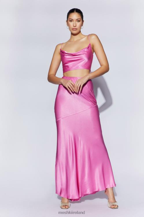 Meshki Poppy Satin Maxi Skirt Clothing Pink 6DX221523