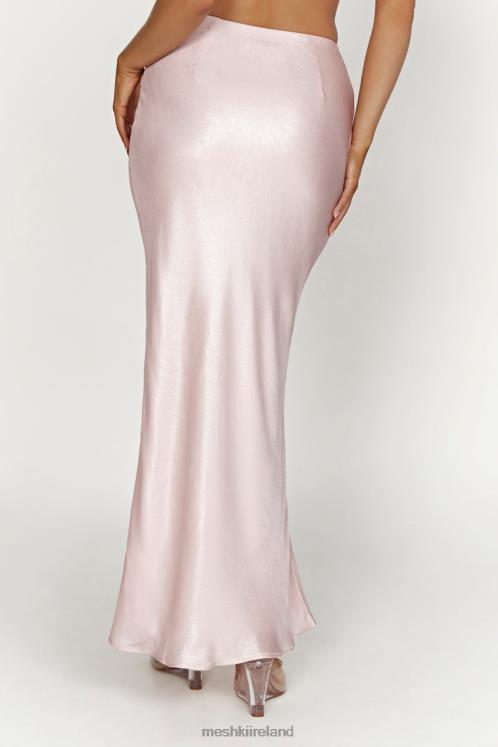Meshki Raine Satin Maxi Skirt Clothing Blush Pink 6DX221433