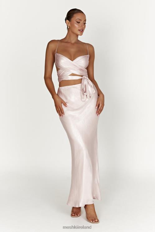 Meshki Raine Satin Maxi Skirt Clothing Blush Pink 6DX221433