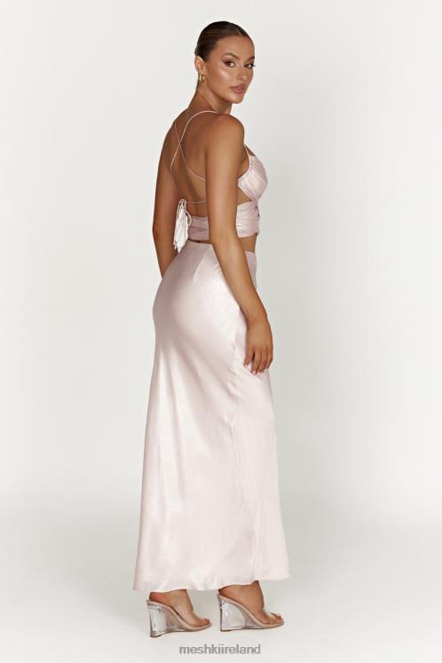 Meshki Raine Satin Maxi Skirt Clothing Blush Pink 6DX221433