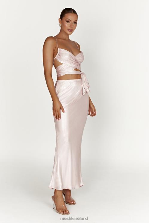 Meshki Raine Satin Maxi Skirt Clothing Blush Pink 6DX221433