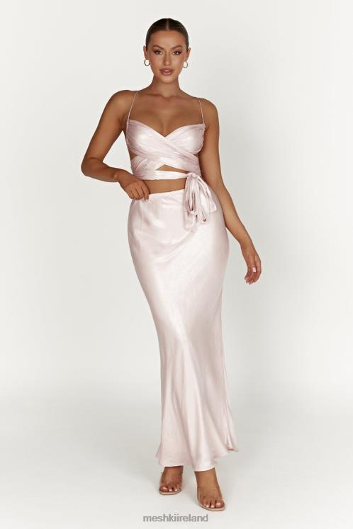 Meshki Raine Satin Maxi Skirt Clothing Blush Pink 6DX221433