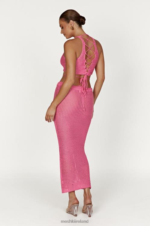 Meshki Raquel Crochet Maxi Skirt Clothing Bubblegum Pink 6DX221528