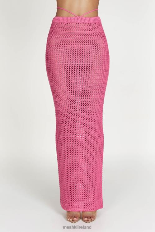 Meshki Raquel Crochet Maxi Skirt Clothing Bubblegum Pink 6DX221528