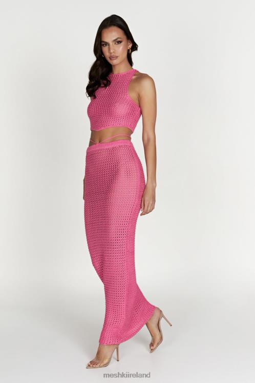 Meshki Raquel Crochet Maxi Skirt Clothing Bubblegum Pink 6DX221528