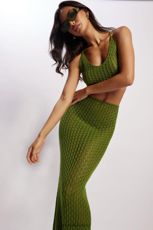Meshki Rosella Crochet Maxi Skirt Clothing Green 6DX221613