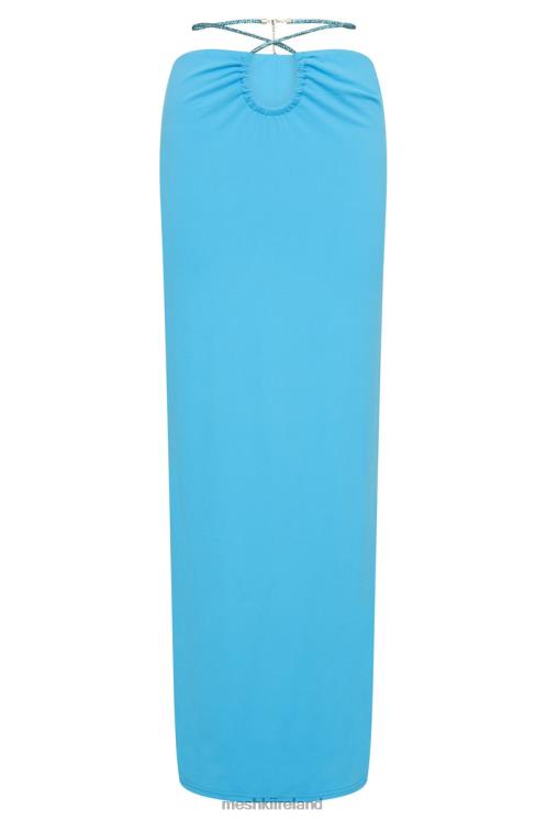 Meshki Ruby Diamante Rope Ruched Maxi Skirt Clothing Cyan Blue 6DX221559