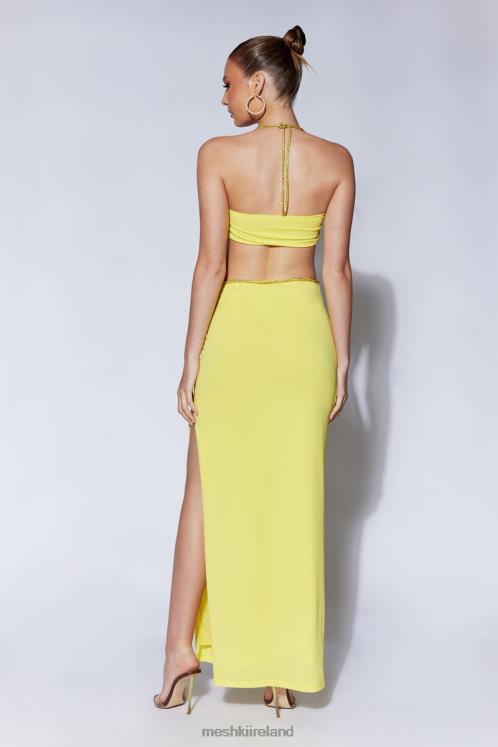 Meshki Sweeney Diamante Maxi Skirt With Split Clothing Chartreuse 6DX221437