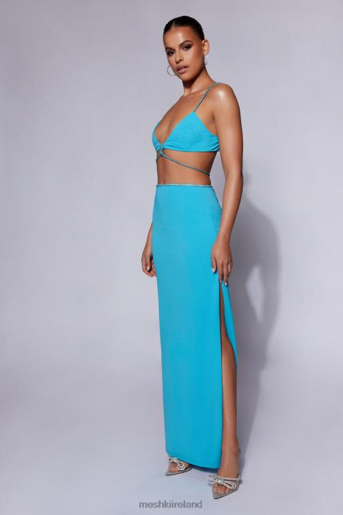 Meshki Sweeney Diamante Maxi Skirt With Split Clothing Cyan Blue 6DX221550