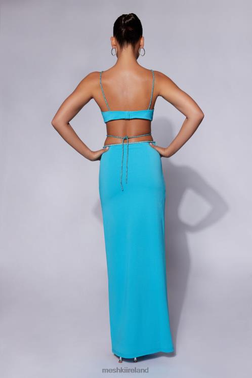 Meshki Sweeney Diamante Maxi Skirt With Split Clothing Cyan Blue 6DX221550