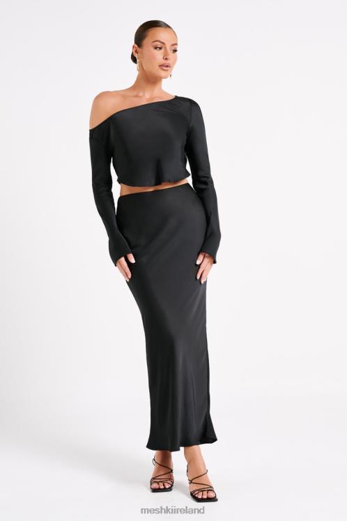 Meshki Violeta Satin Maxi Skirt Clothing Black 6DX221233