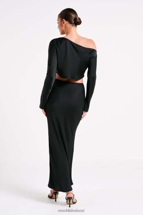 Meshki Violeta Satin Maxi Skirt Clothing Black 6DX221233