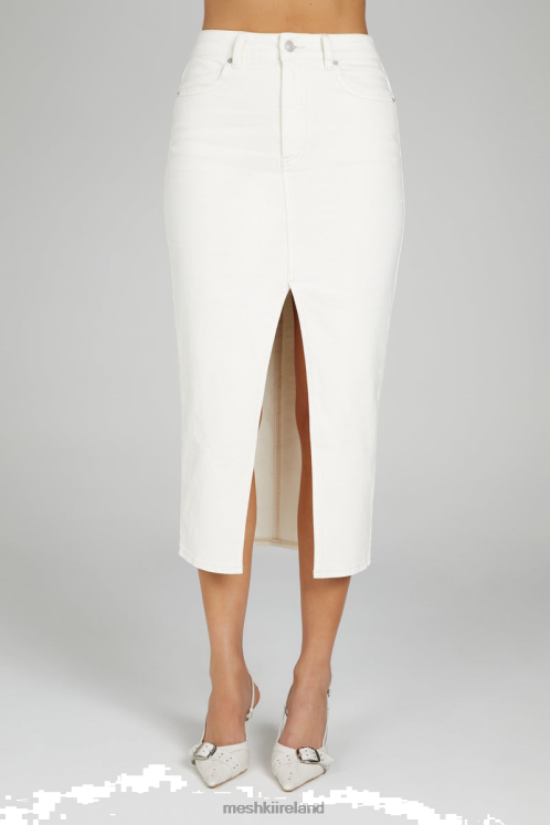 Meshki Acacia Denim Midi Skirt Clothing Ecru 6DX221283