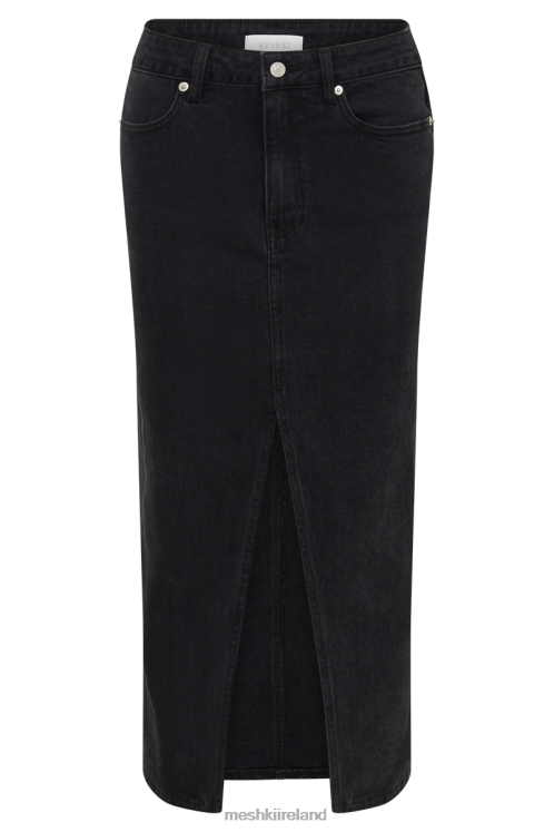 Meshki Acacia Denim Midi Skirt Clothing Washed Black 6DX221299