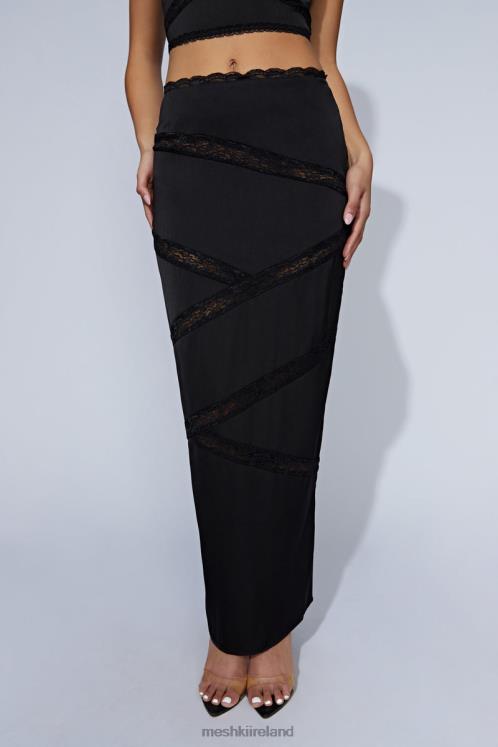 Meshki Monet Spliced Lace Midi Skirt Clothing Black 6DX221552
