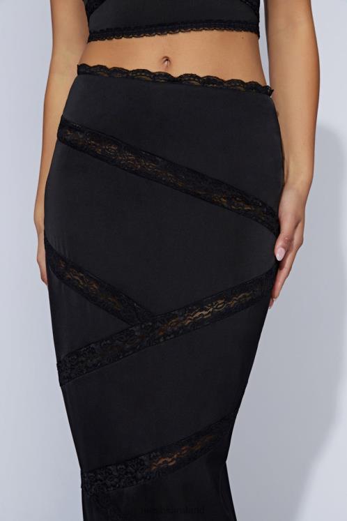Meshki Monet Spliced Lace Midi Skirt Clothing Black 6DX221552