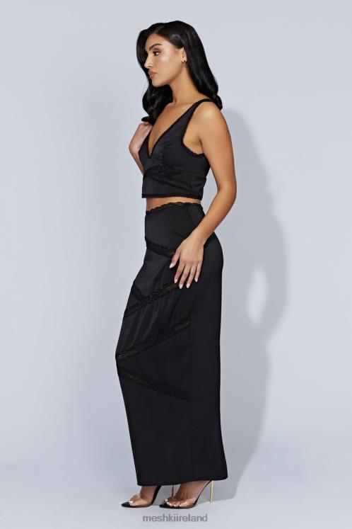 Meshki Monet Spliced Lace Midi Skirt Clothing Black 6DX221552
