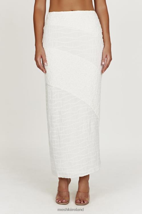 Meshki Nyah Textured Midi Skirt Clothing White 6DX221268