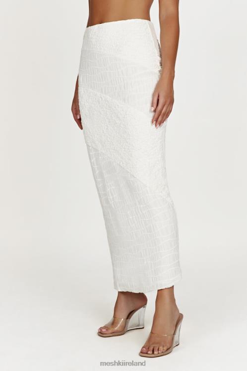 Meshki Nyah Textured Midi Skirt Clothing White 6DX221268