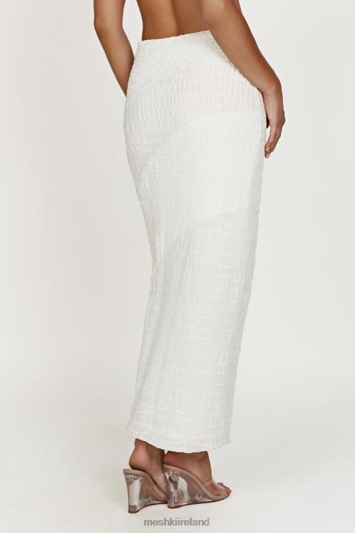 Meshki Nyah Textured Midi Skirt Clothing White 6DX221268