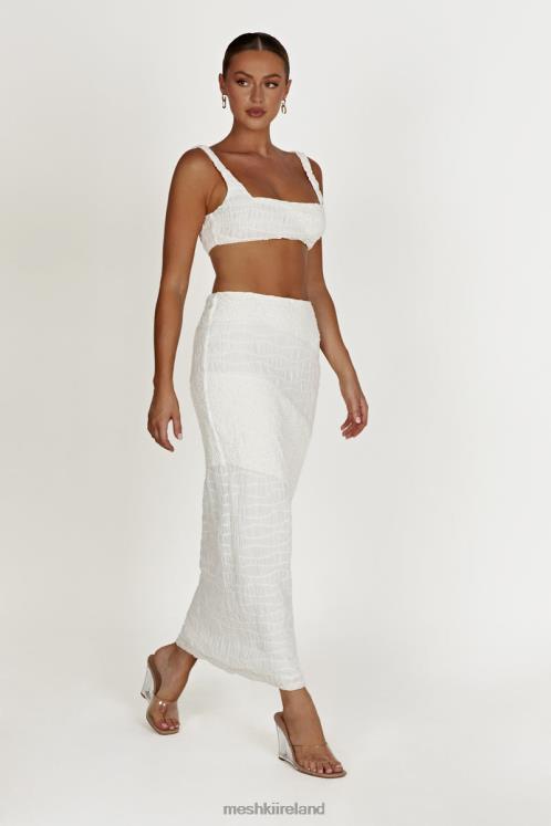 Meshki Nyah Textured Midi Skirt Clothing White 6DX221268