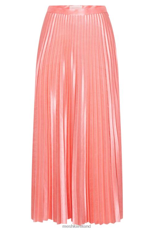 Meshki Shirin Pleated Satin Midi Skirt Clothing Rosewater 6DX221507