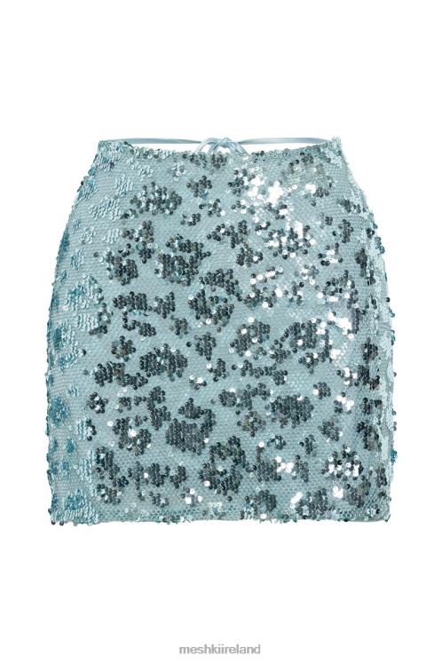 Meshki Alexia Sequin Wrap Mini Skirt Clothing Powder Blue 6DX221400