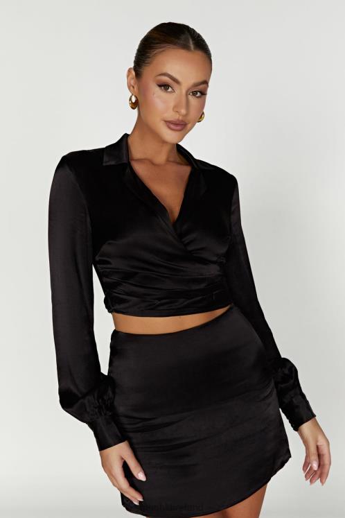 Meshki Amia Satin Mini Skirt Clothing Black 6DX221385