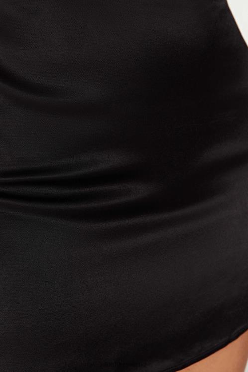 Meshki Amia Satin Mini Skirt Clothing Black 6DX221385