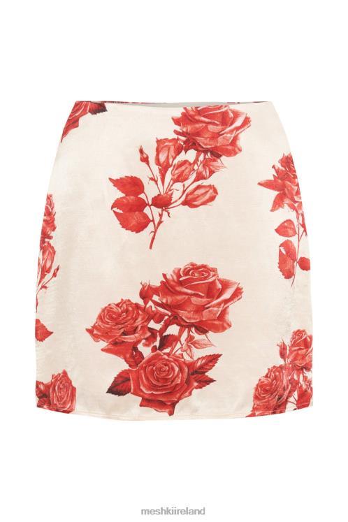 Meshki Amia Satin Mini Skirt Clothing Rose Print 6DX221370