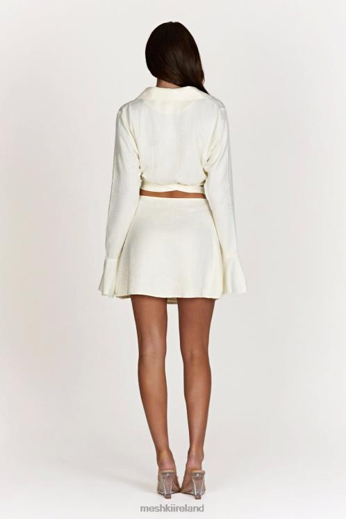 Meshki Annalise Satin A Line Mini Skirt Clothing Bone 6DX221545