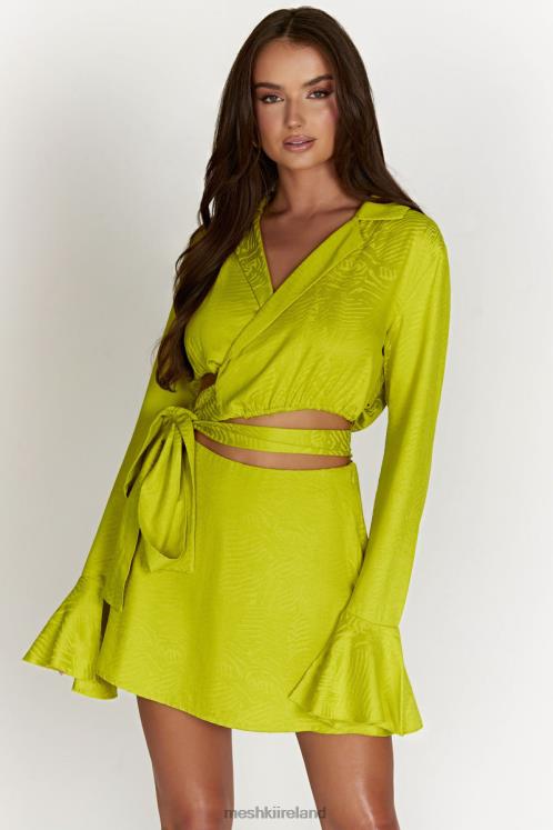 Meshki Annalise Satin A Line Mini Skirt Clothing Chartreuse 6DX221533