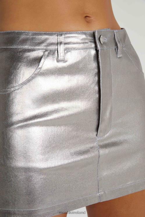 Meshki Carlie Metallic Mini Skirt Clothing Silver 6DX221322