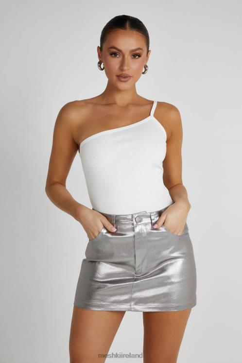 Meshki Carlie Metallic Mini Skirt Clothing Silver 6DX221322