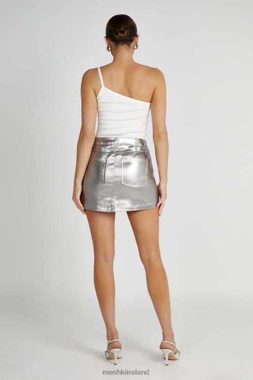 Meshki Carlie Metallic Mini Skirt Clothing Silver 6DX221322