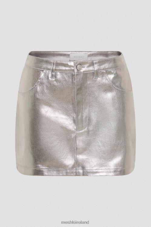 Meshki Carlie Metallic Mini Skirt Clothing Silver 6DX221322