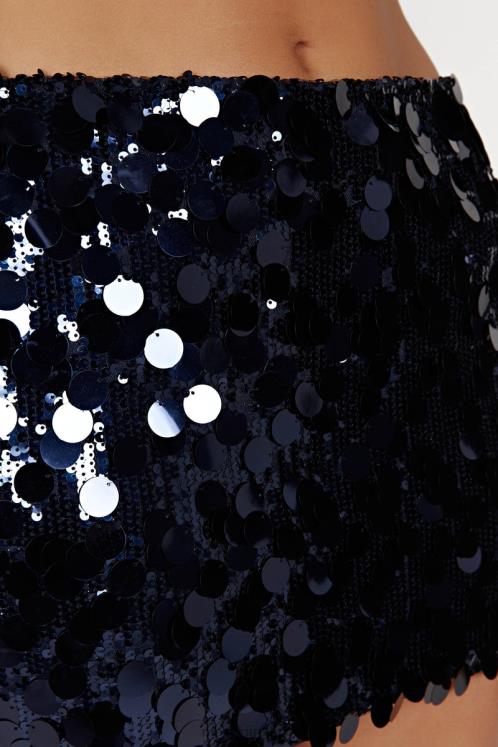 Meshki Dinah Sequin Low Rise Mini Skirt Clothing Midnight Navy 6DX221313