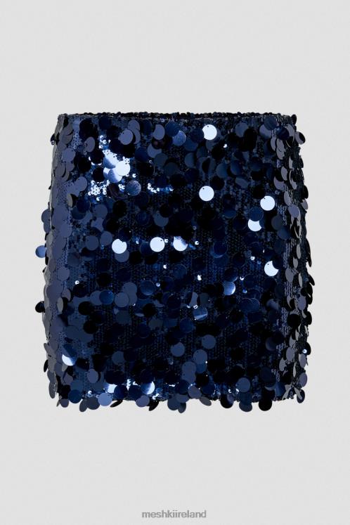 Meshki Dinah Sequin Low Rise Mini Skirt Clothing Midnight Navy 6DX221313