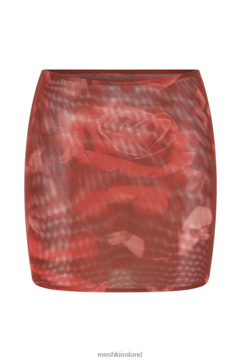 Meshki Erina Mesh Mini Skirt Clothing Oversized Rose Print 6DX221347