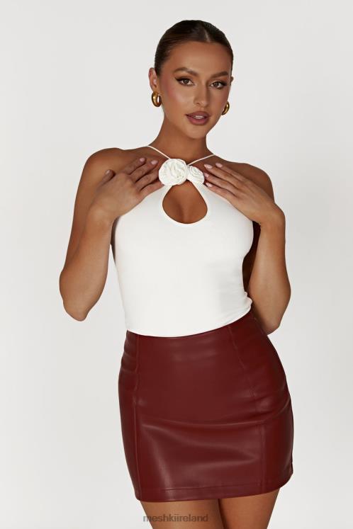 Meshki Fawn Faux Leather Mini Skirt Clothing Cherry Chocolate 6DX221399