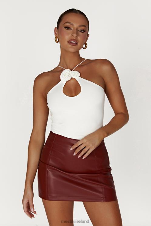 Meshki Fawn Faux Leather Mini Skirt Clothing Cherry Chocolate 6DX221399