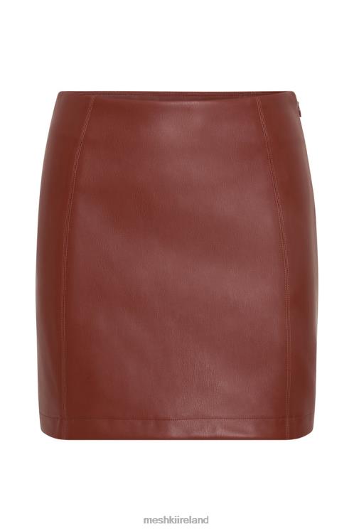Meshki Fawn Faux Leather Mini Skirt Clothing Cherry Chocolate 6DX221399