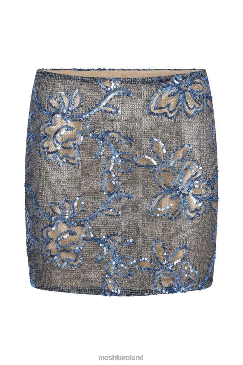 Meshki Jessica Sequin Side Split Mini Skirt Clothing Blue 6DX221505