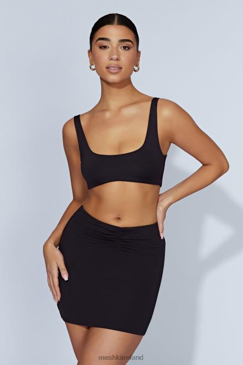Meshki Kara Ruched Front Mini Skirt Clothing Black 6DX221560
