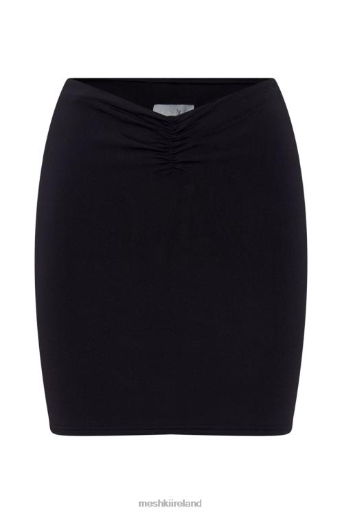 Meshki Kara Ruched Front Mini Skirt Clothing Black 6DX221560