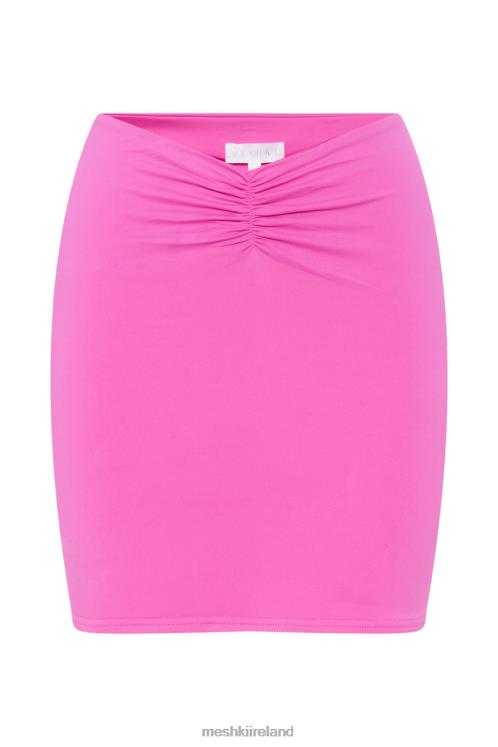 Meshki Kara Ruched Front Mini Skirt Clothing Bubblegum Pink 6DX221457